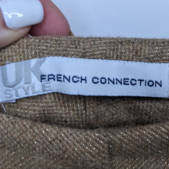 NWT French Connection Lurex Luxe Pants Camel Color Size 12 ✨ - Picture 3 of 14